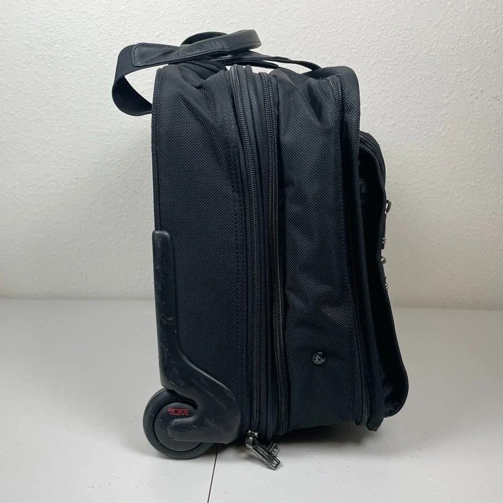 TUMI Alpha Wheeled Briefcase 26103D4 Black Nylon Expandable Rolling Laptop Bag